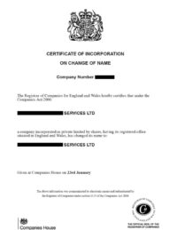 Company Name Change Certificate