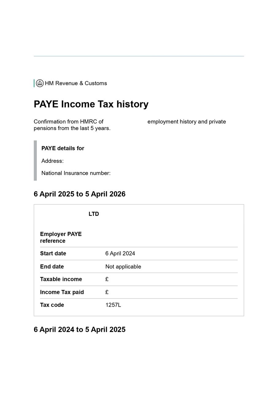 apostille for PAYE income history