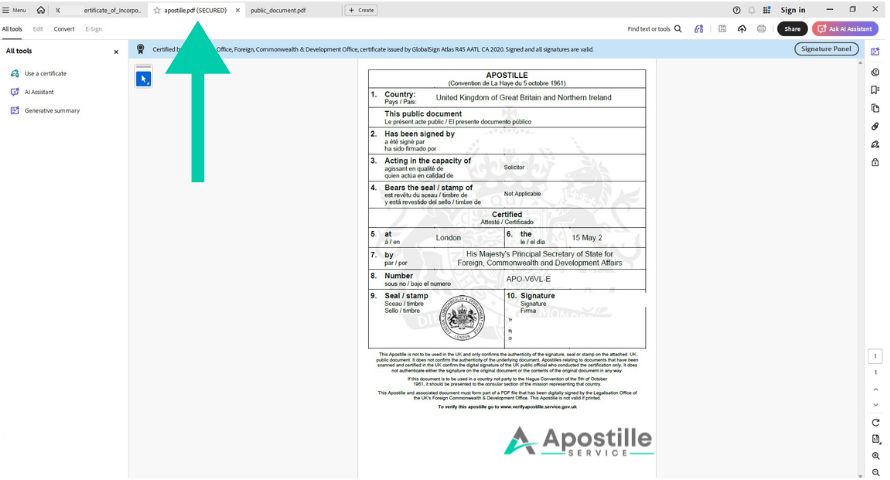 sample e-apostille